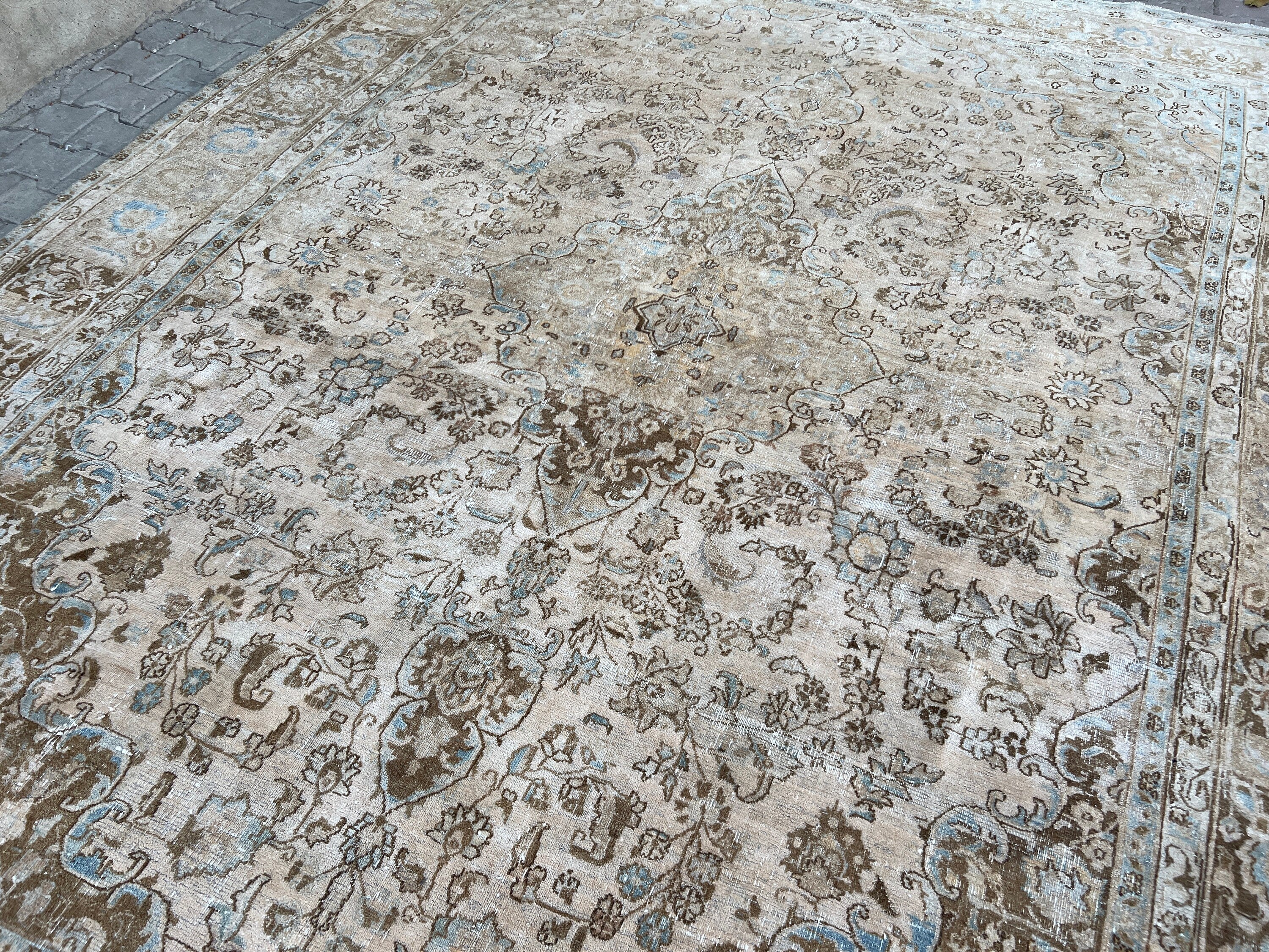 Extra Large Hand Knotted Wool Rug: Vintage Turkish Carpet (9.35x12.70 ft)