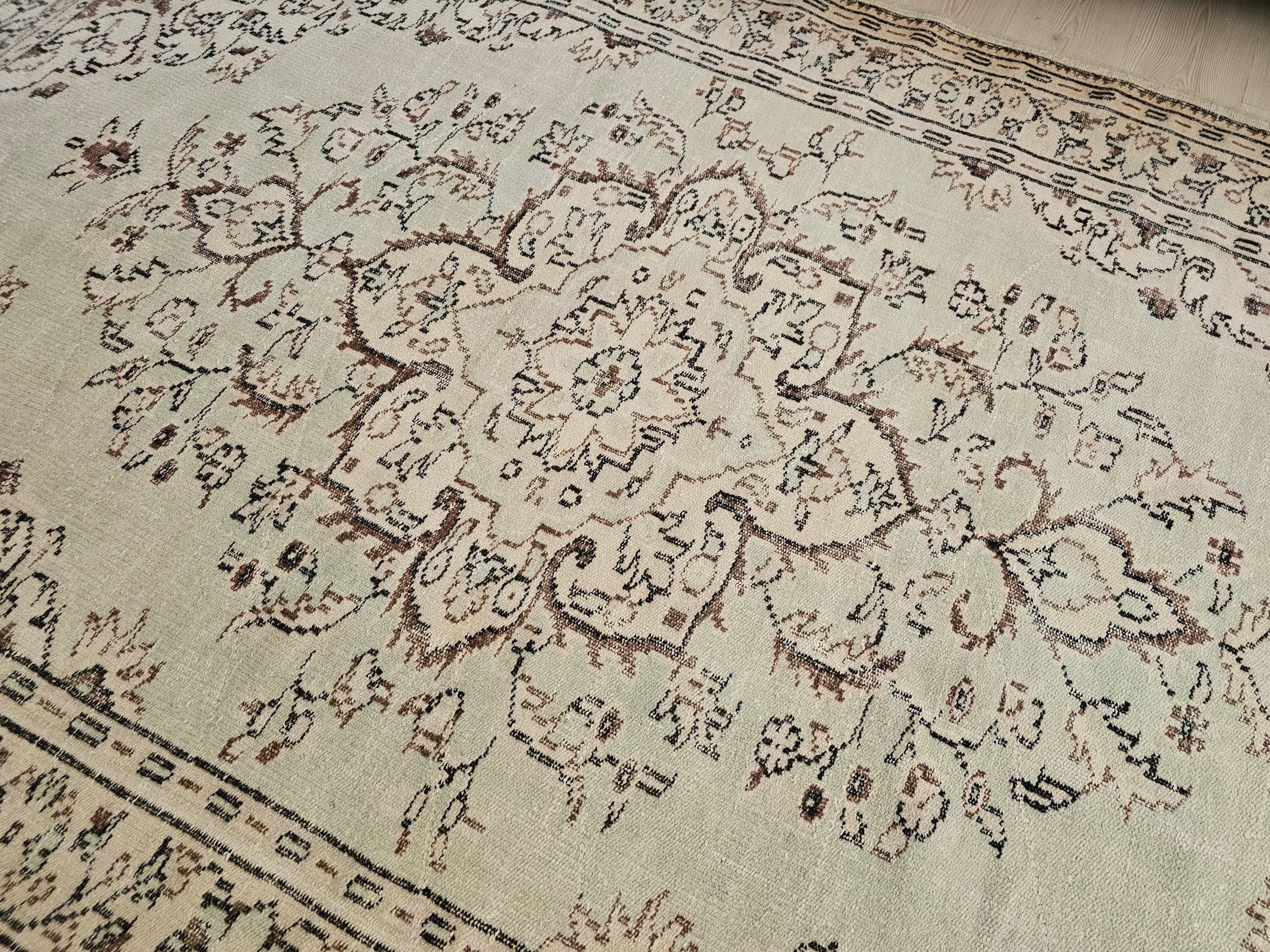 Handmade Wool Turkish Rug: 6x9 Neutral Vintage Area Rug