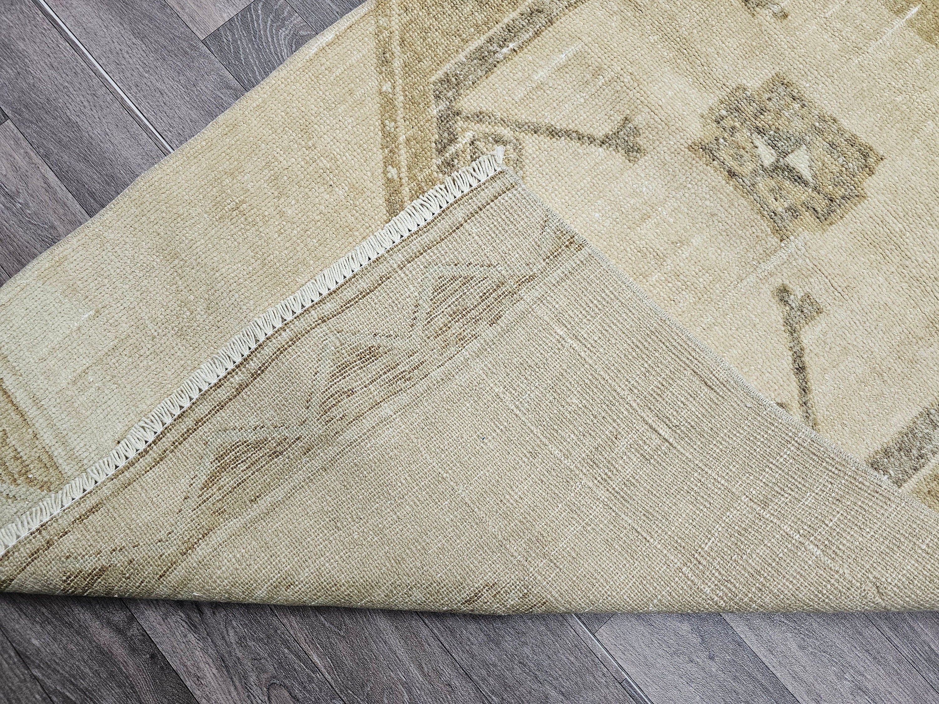 Vintage Oushak Wool Runner: Hand-Knotted Turkish Rug (2.95x13.35 ft)