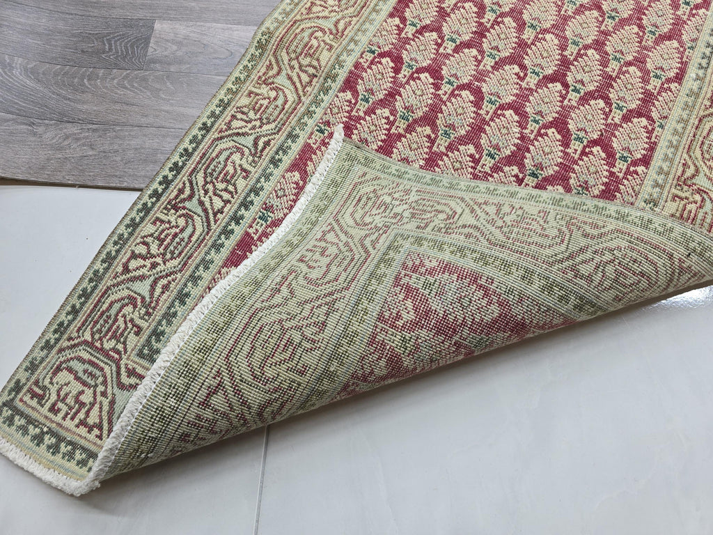 Hand Knotted Oushak Runner: Extra Long Vintage Turkish Hallway Rug