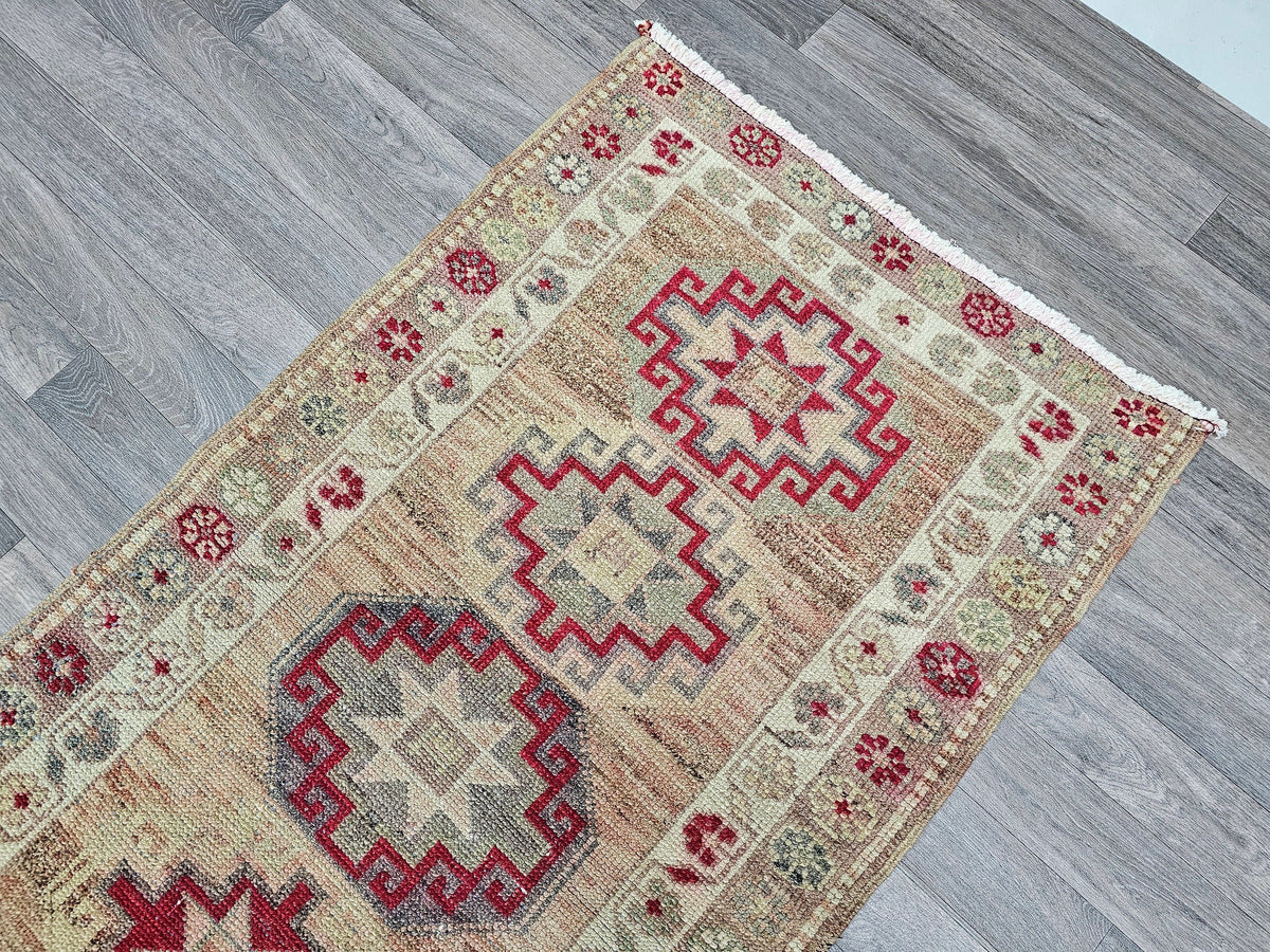 3x12 Vintage Wool Runner Rug - Herki Runner Traditional