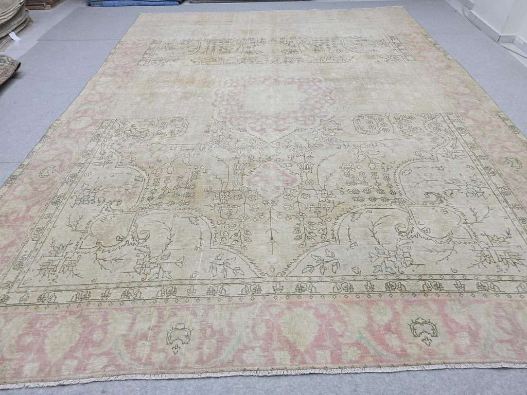 Oushak Rug 9x12 • Sun Washed Cream Blush Wool Turkish Carpet • Quiet Luxury Decor