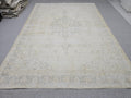 Neutral Floral Design Rug, 7.55 x 10.65 feet, HandWoven Wool Rug, 8 by 11 Area Rug, Turkish Rug for Home Decor, Antique Oushak Rug, Boho Rug