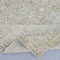 8x11 Neutral Oushak Area Rug: Vintage Turkish Wool Medallion Carpet (7.85 x 10.7 ft.)