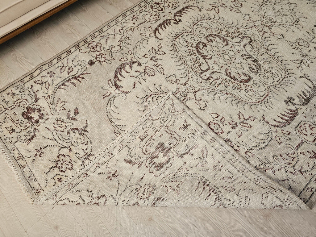 6x9 Hand-Knotted Wool Oushak Rug: Turkish Home Decor Carpet