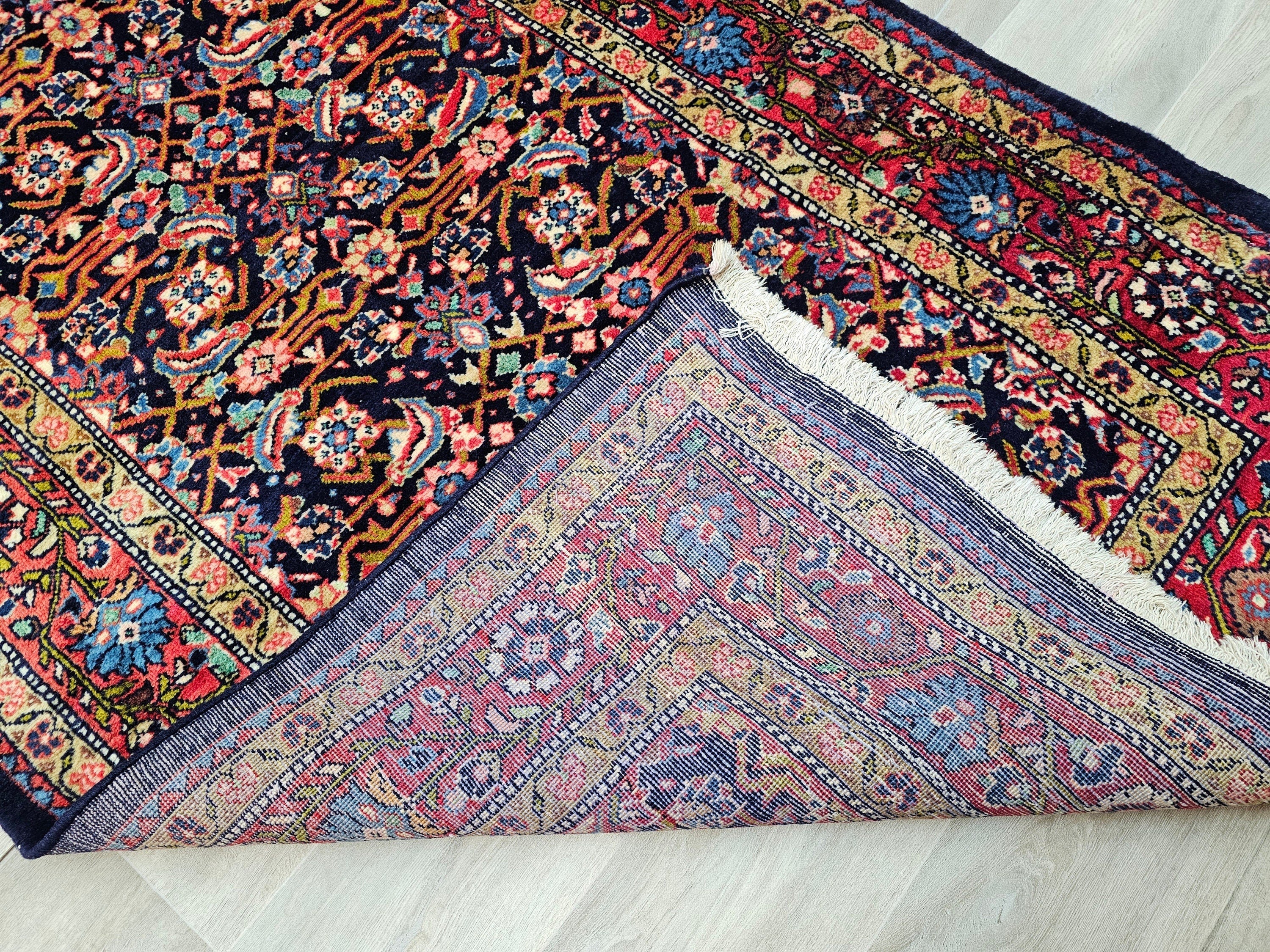 Hand Knotted Wool Turkish Runner Rug: Vintage Anatolian Design (3.90x10.50 ft)
