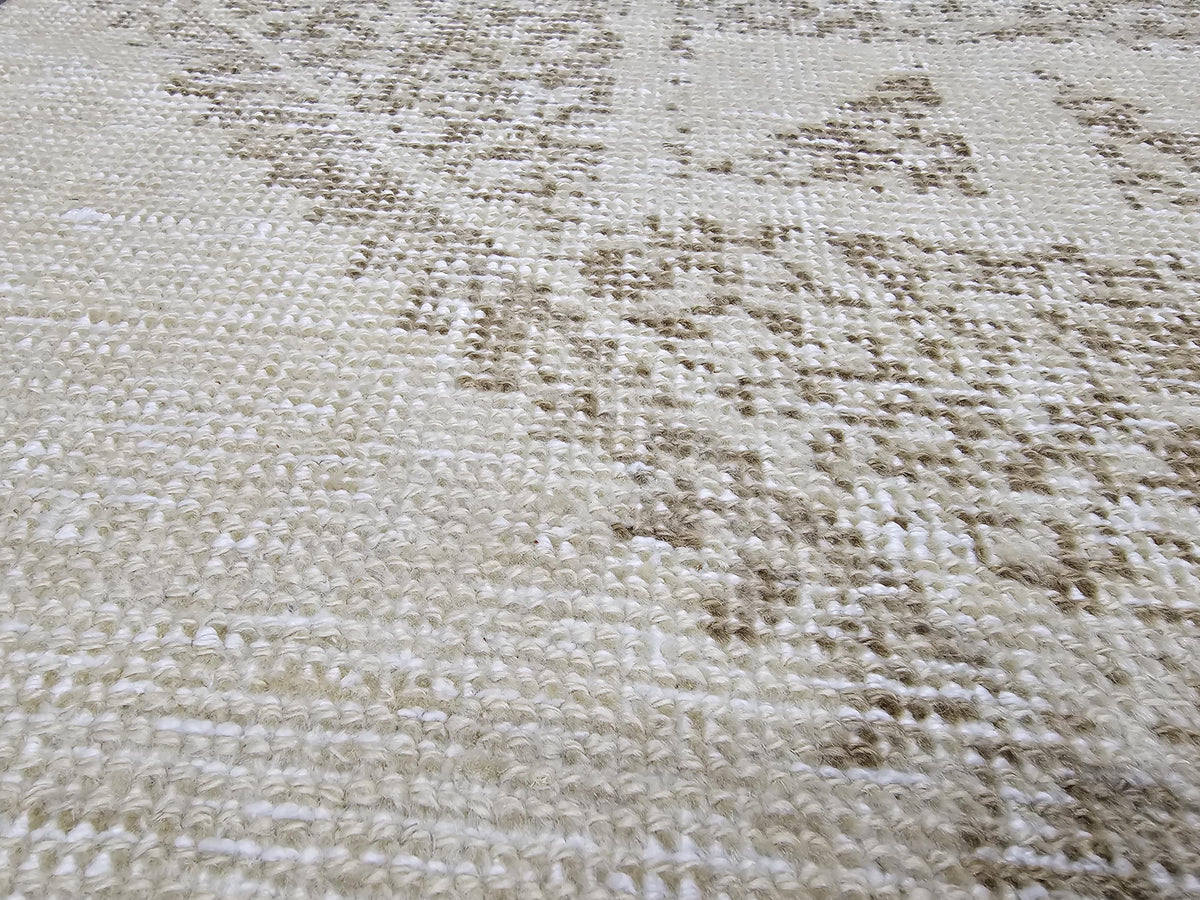 Vintage Oushak Runner Rug: 3x12.25 ft, Neutral Turkish Wool Rug