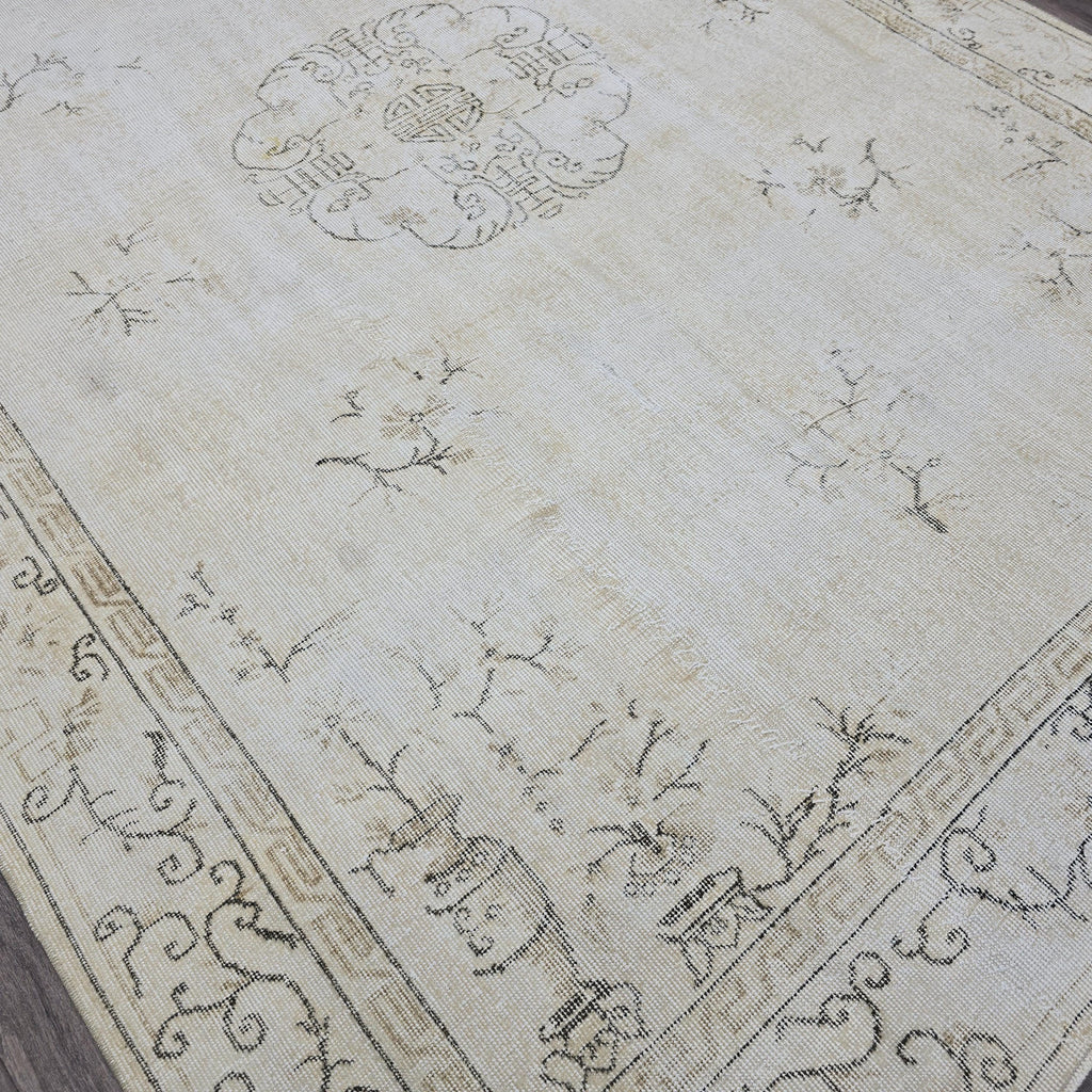 Vintage Oushak Rug 7x10: Hand-Knotted Wool Turkish Area Rug