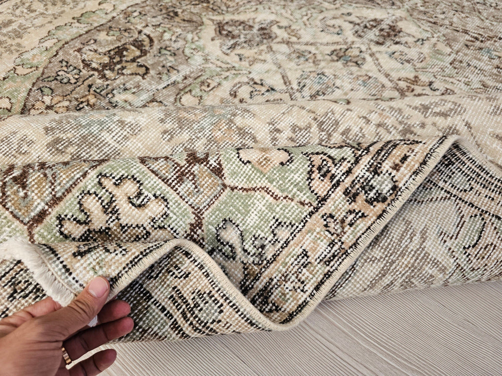 Hand-Knotted Wool Oushak Rug: 6x9 Vintage Turkish Area Rug