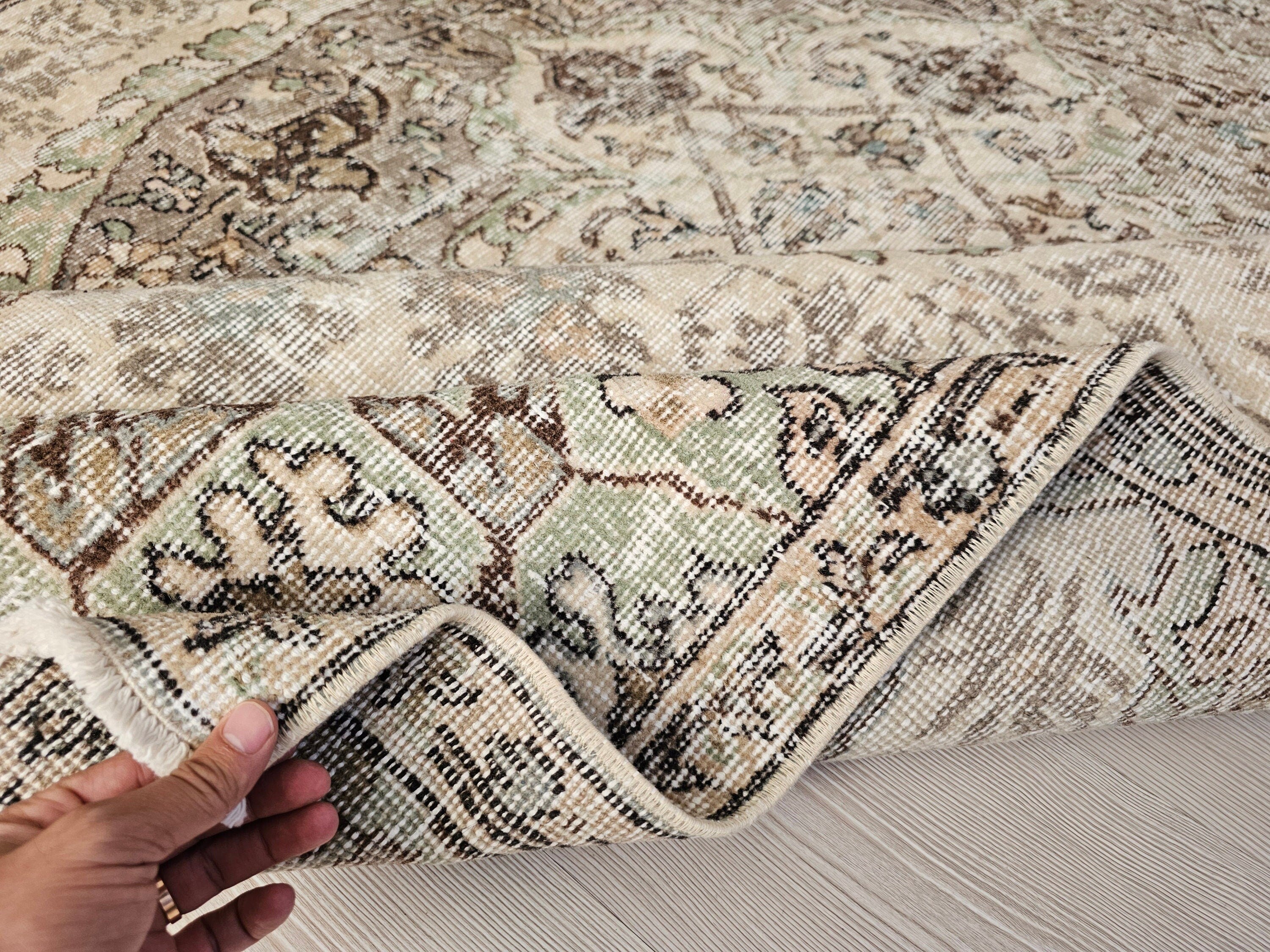 Hand-Knotted Wool Oushak Rug: 6x9 Vintage Turkish Area Rug
