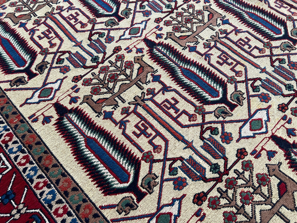 Vintage Cecim Soumak Rug: 7x9 Hand-Knotted Wool Tribal Rug