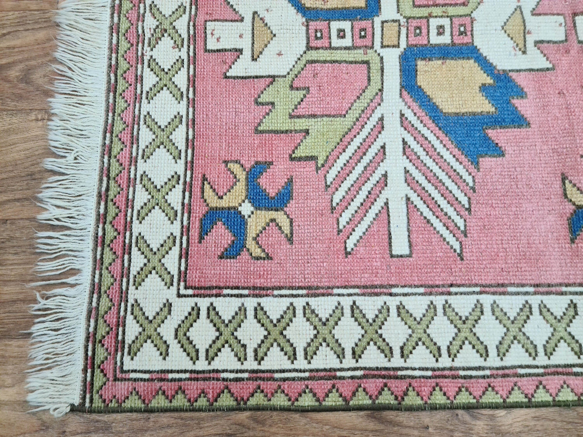 Oushak Rug: 4x4.5 Hand-Knotted Turkish Wool Carpet