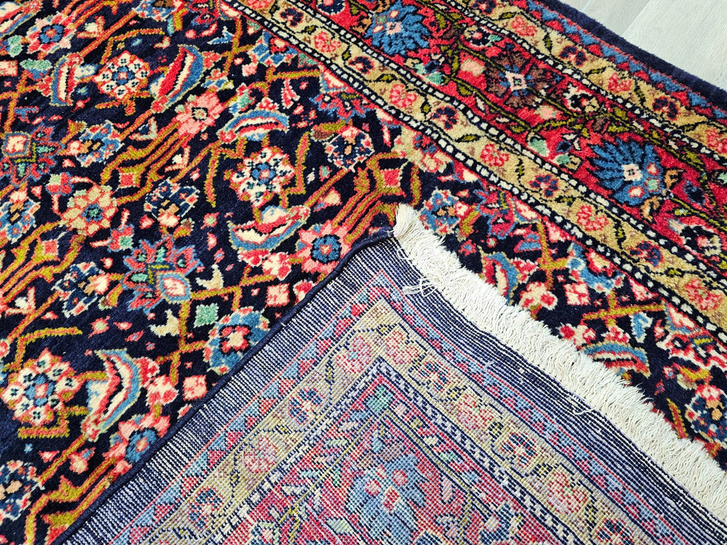 Hand Knotted Wool Turkish Runner Rug: Vintage Anatolian Design (3.90x10.50 ft)