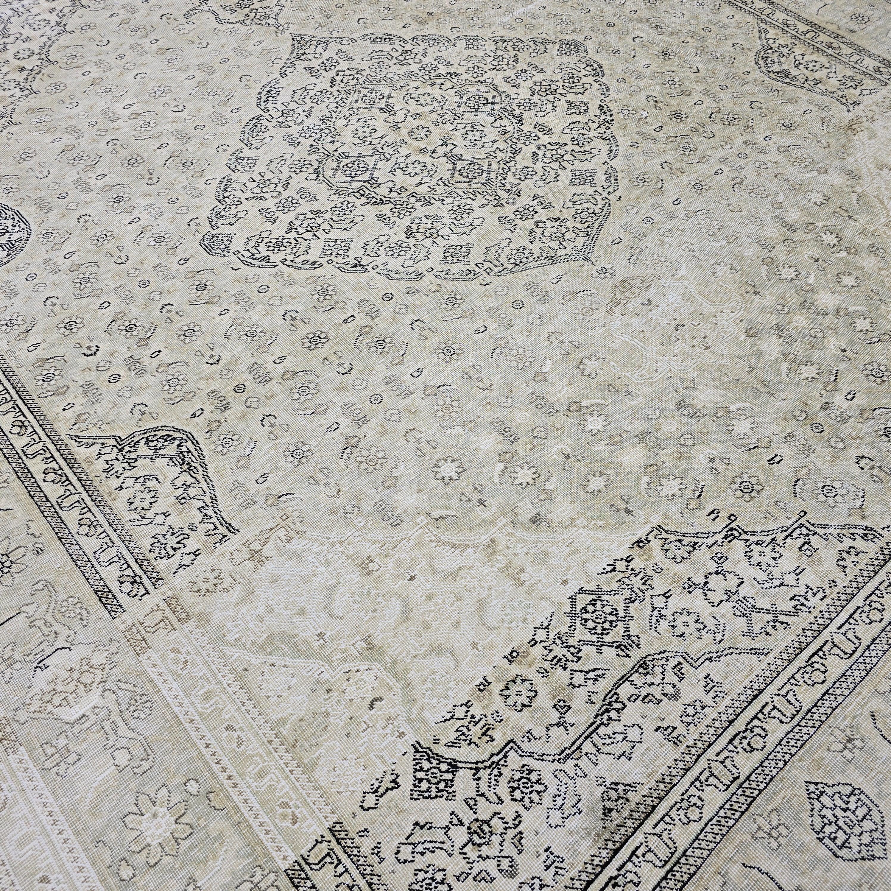 Oushak Wool Rug 10x12, Distressed Turkish Area Rug, Hand Knotted High Quality Neutral Area Rug, Rug for Livingroom and Bedroom
