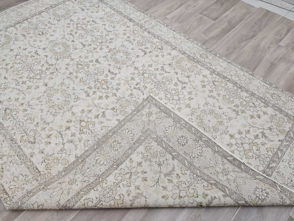 6x9 Neutral Turkish Area Rug for Under bed, Home Office and Diningroom //5.9x9.40