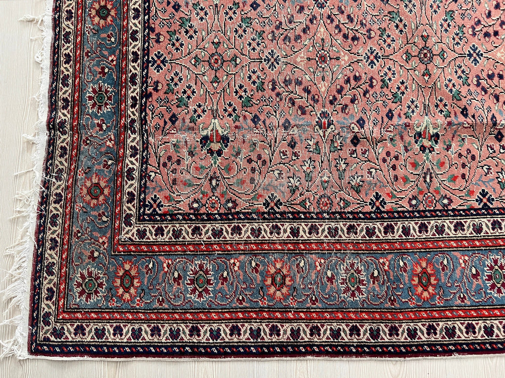 7x10  Vintage Turkish Rug - Hand knotted Floral Design Oushak Rug - Authentic Oriental Anatolian Carpet