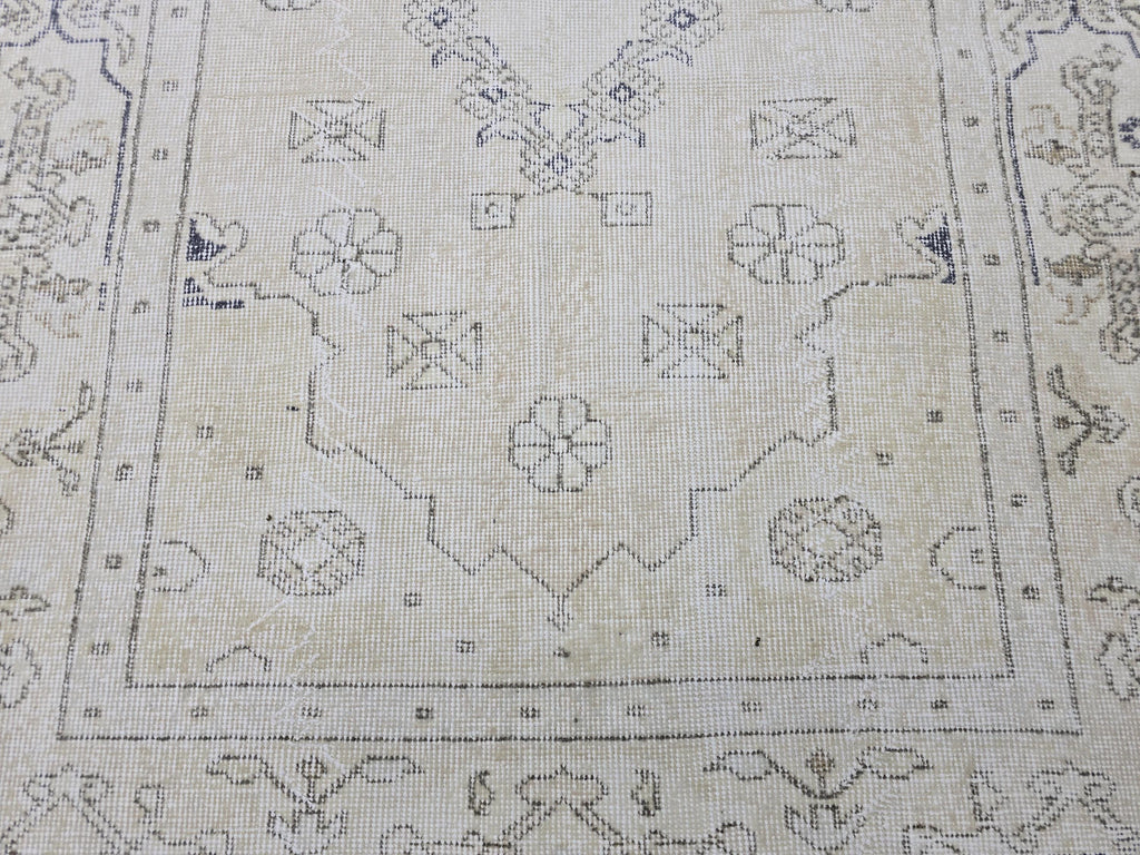 4x7 Oushak Rug - Neutral Vintage Turkish Rug: 4.3x7.7ft Hand-Knotted Wool Rug