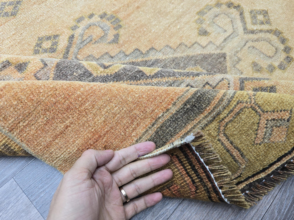 Hand Knotted Wool Vintage Turkish Runner Rug (3.3x14 feet)