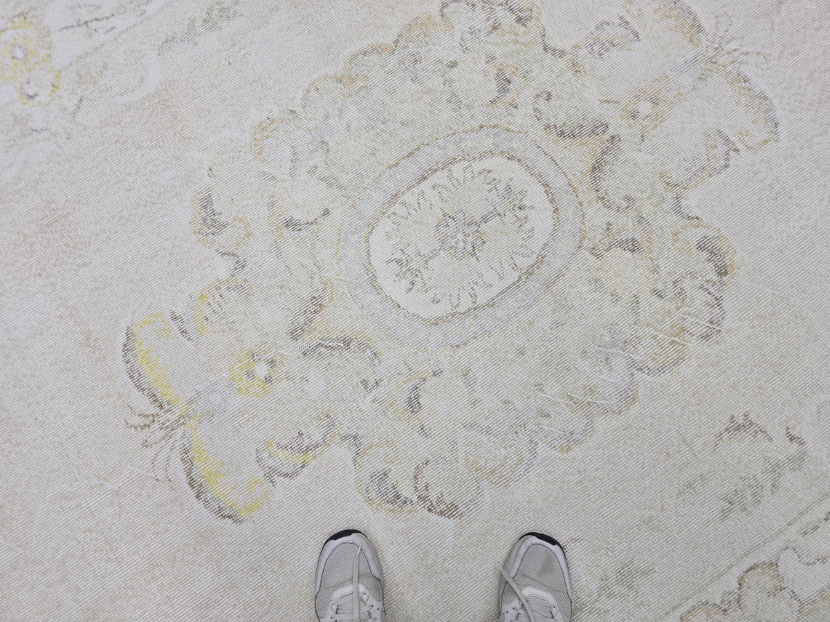 Vintage Anatolian Rug 6x10 Handwoven Cream Beige Neutral Oriental Wool Area Carpet 191x306 cm