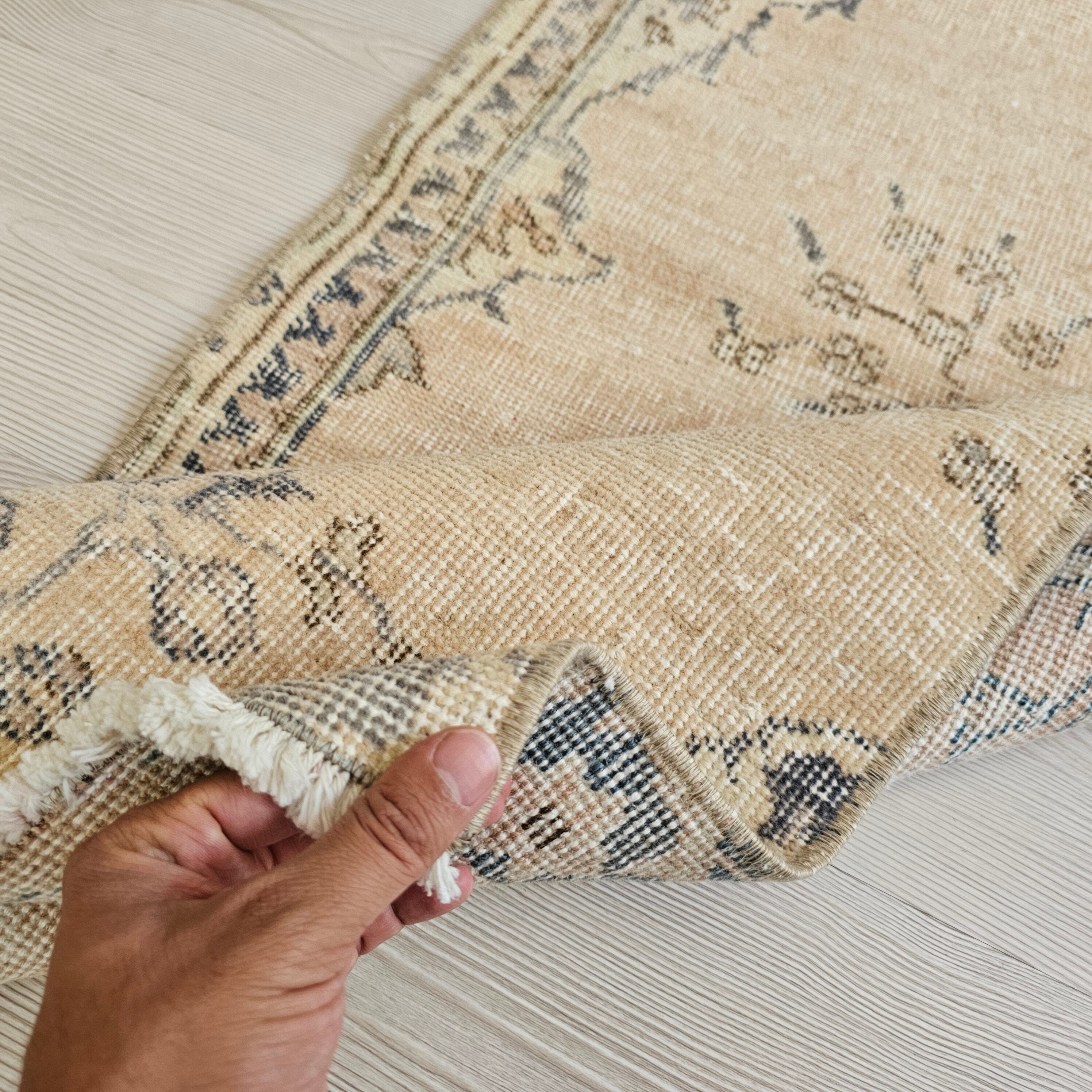 Faded Wool Turkish Runner Rug: Short Vintage Style (2x5)