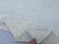 Hand-Knotted Oushak Rug: Vintage Turkish Wool, Neutral Floral (6.60x10.20 ft)