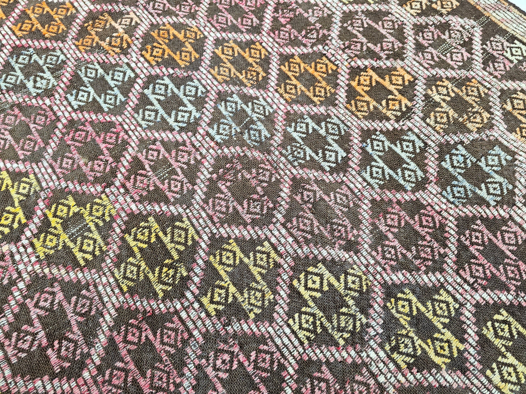 4x10 Turkish Cecim rug Runner: Handwoven Wool Rug, 4x10 Tribal Hallway