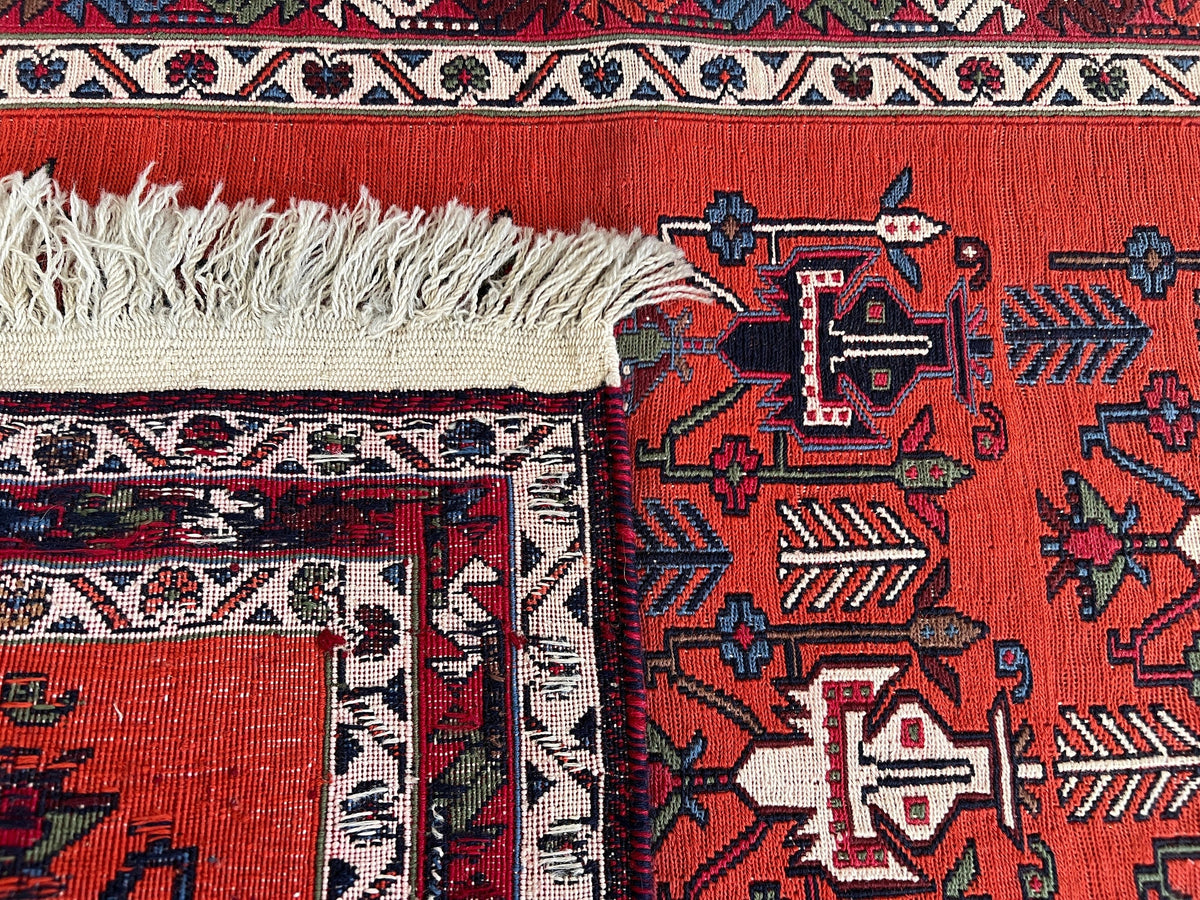 Antique Avşar Soumak Rug Runner: 3x9 Vintage Wool Hallway Rug
