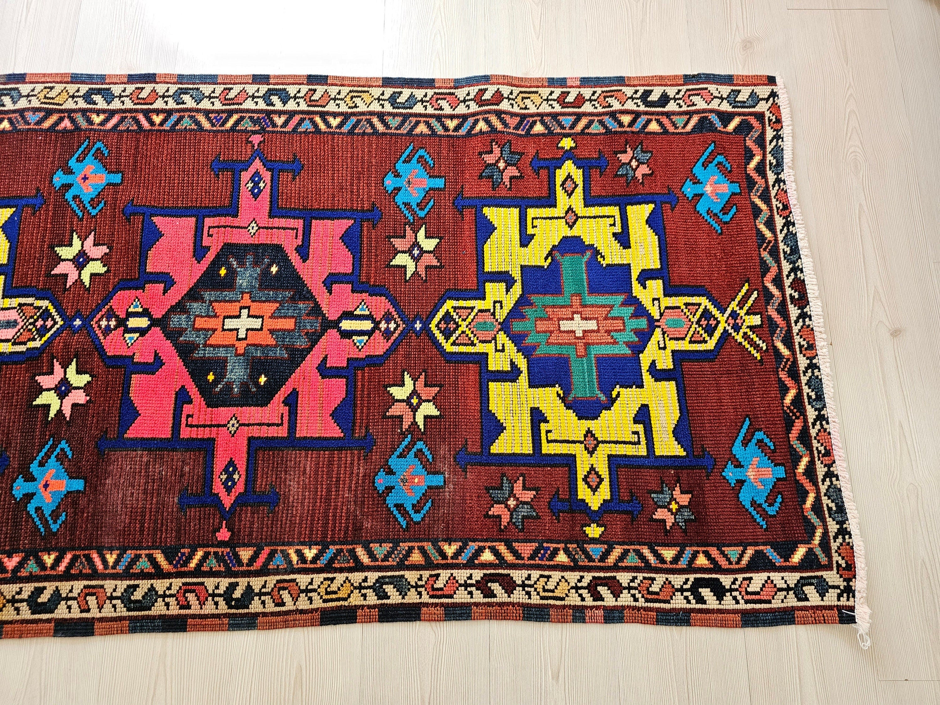 3x10 Wool Vintage  Turkish Runner Rug // 3,28x10 feet