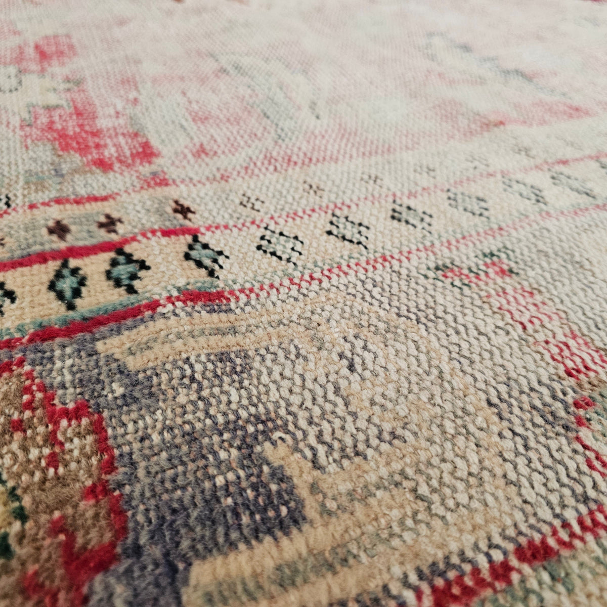 Vintage Turkish Oushak Runner Rug: 2.6x10 ft, Narrow Floral Wool Rug