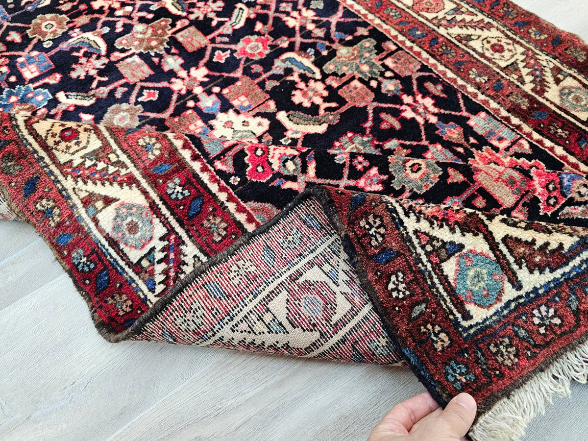 Hand Knotted Wool Runner Rug: Vintage Turkish Hallway Rug (3.70x10 feet)