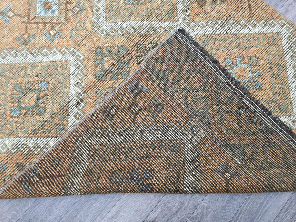 Vintage Turkish Oushak Runner Rug: Handknotted Wool Hallway Rug (4x11)