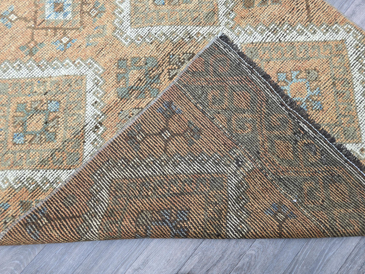 Vintage Turkish Oushak Runner Rug: Handknotted Wool Hallway Rug (4x11)