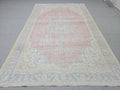 Vintage Anatolian Style Wool Rug 6x9, Pink Blue Medallion