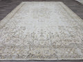 Vintage Turkish Oushak Rug: 6.5x9.5 ft, Beige Wool Floral Carpet