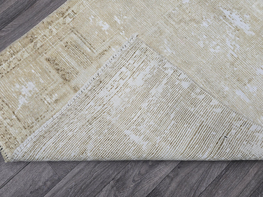 3x4 Neutral Oushak Turkish doormat, wool Vintage Bathmat, Small Turkish Rug