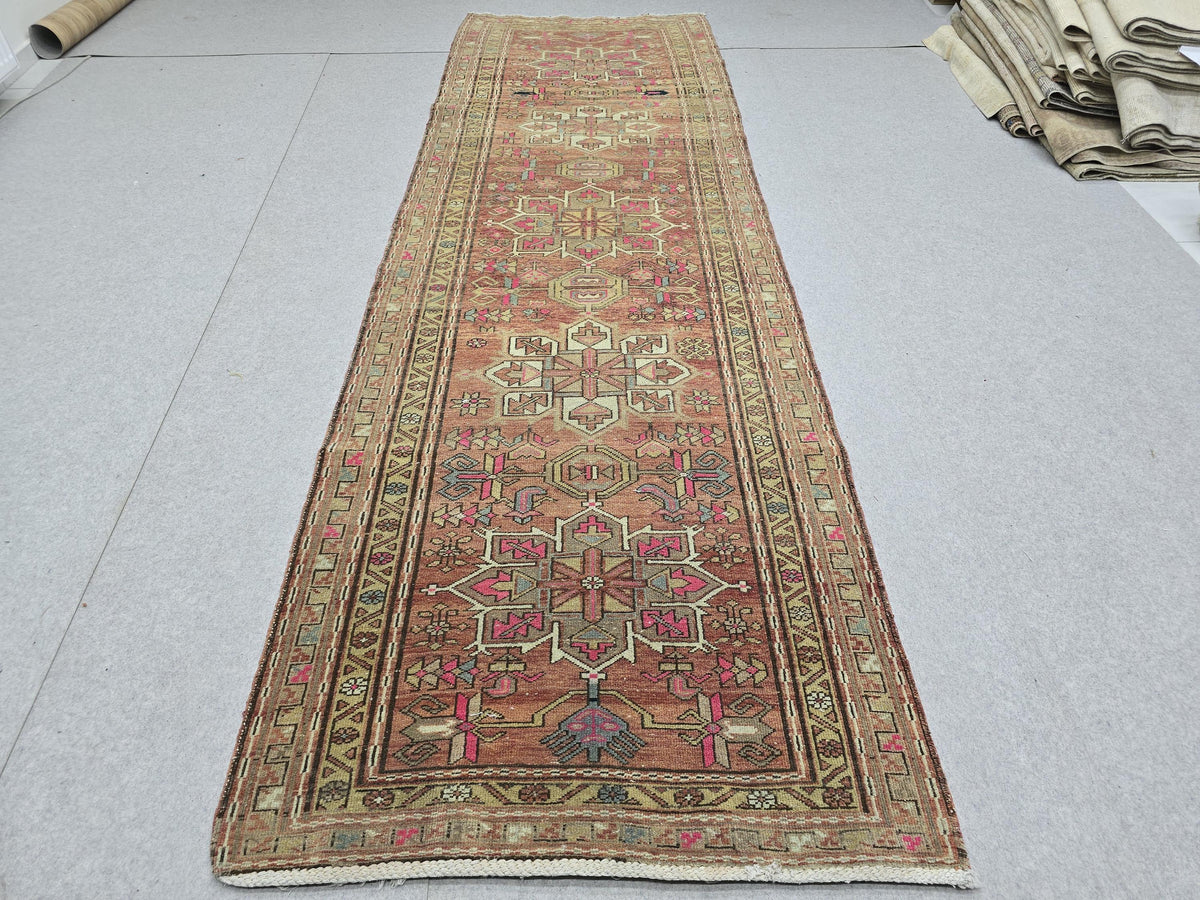 3.5x11 Authentic Vintage Runner Rug - Hand Knotted Wool Runner - Oushak Hallway Runner - Traditional Oriental Wool Rug for Home Decor
