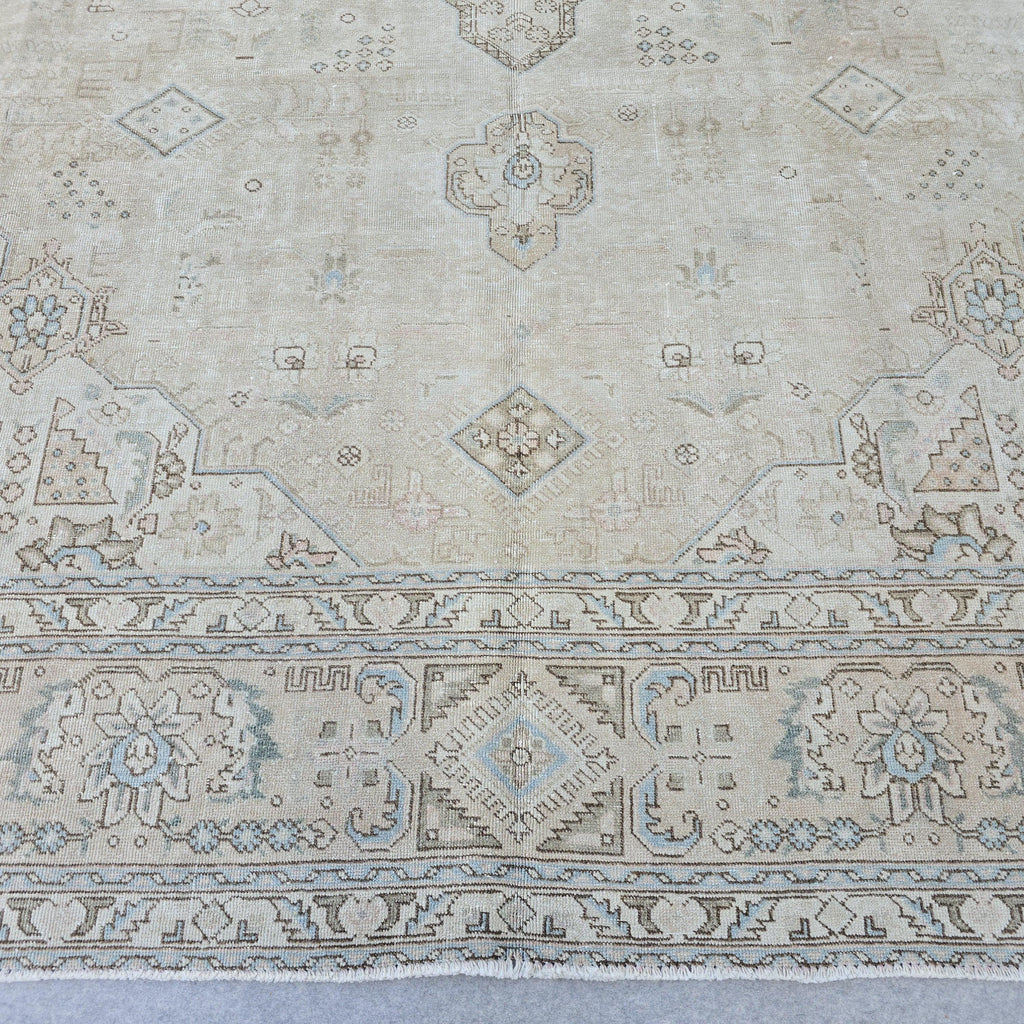 9x12 Oushak Rug: Neutral Turkish Oversize Carpet (9.50x12.30 ft) Vintage