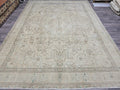 9x12 Vintage Heriz Rug: Neutral Oriental Wool, Large Area Rug