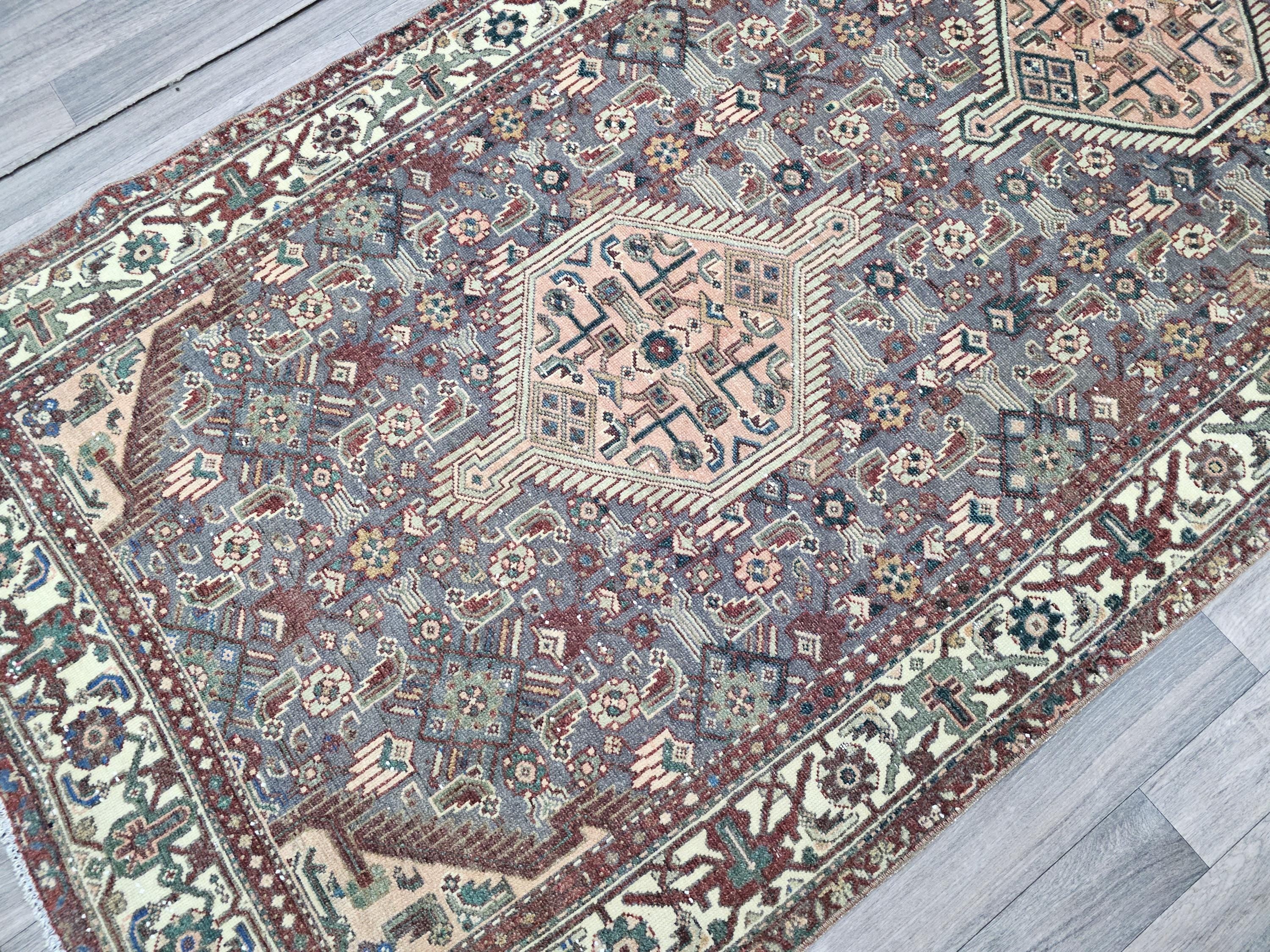 4x11 Classic Vintage Wool Runner Rug Geometric Design Hand Knotted