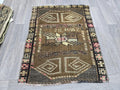 Vintage Turkish Door Mat: Handwoven Geometric Entry Rug (60x82cm)