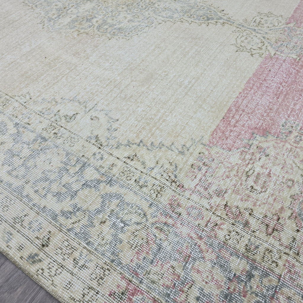Antique Oushak Rug 7x10 Turkish Rug Handmade Wool Carpet Neutral Muted Area Rug For Living Room Bedroom Boho Home Decor