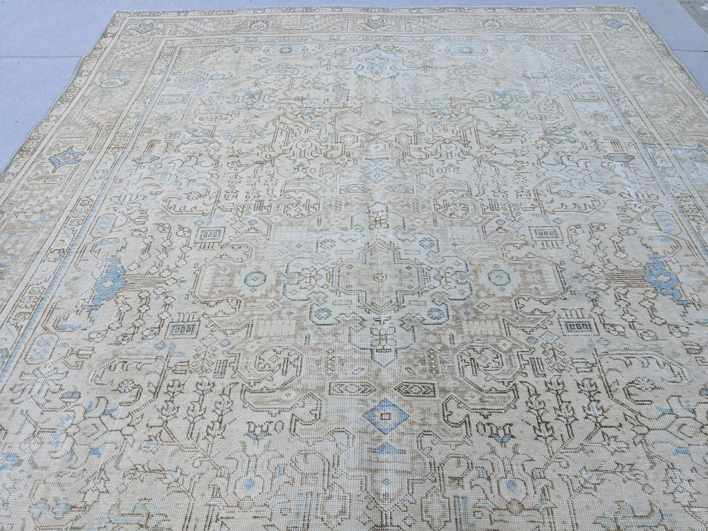 9x12 Antique Oushak Area Rug for Bedroom and Livingroom/ High Quality Turkish Rug Handmade/ Neutral Wool Area Rug/ Large Authentic Carpet