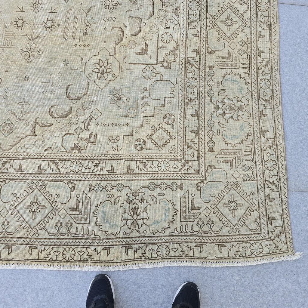 10x12 Neutral Oushak Rug/ Handmade Wool Turkish Rug/ Authentic Oriental Area Rug/ Boho decor Rug/ Anatolian Rug 10x12/ Large rug for Bedroom