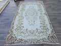 5x8 Hand Knotted Turkish Rug: Vintage Wool Floral Carpet