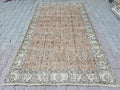 Handmade Wool Oushak Rug 5x9: Vintage Turkish Floral Rug
