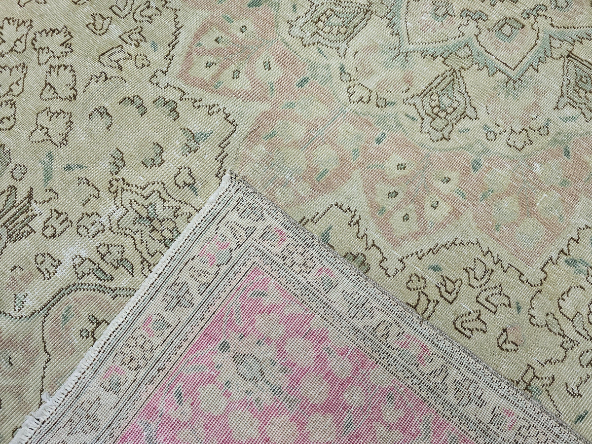 9x12 Hand-Knotted Oushak Rug: Vintage Turkish Wool Carpet