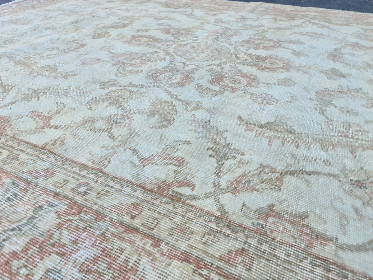 6x9 Faded Turkish Rug: Hand Knotted Wool Oriental Carpet
