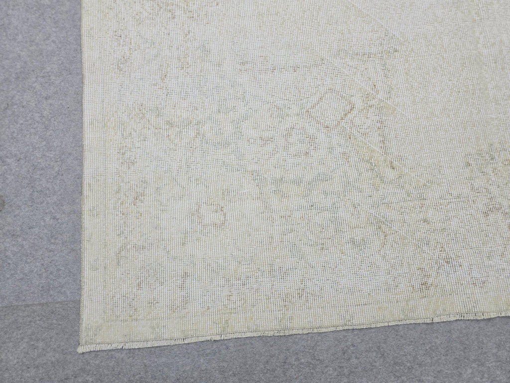 6x10 Vintage Turkish Oushak Rug: Hand-Knotted Wool, Neutral Beige