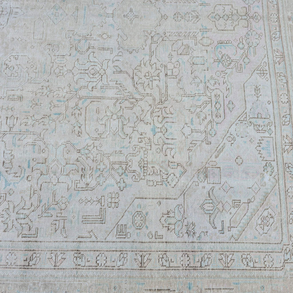 Handmade Oushak Wool Rug: Large Vintage Turkish Area Rug (9.60x11.75 ft)