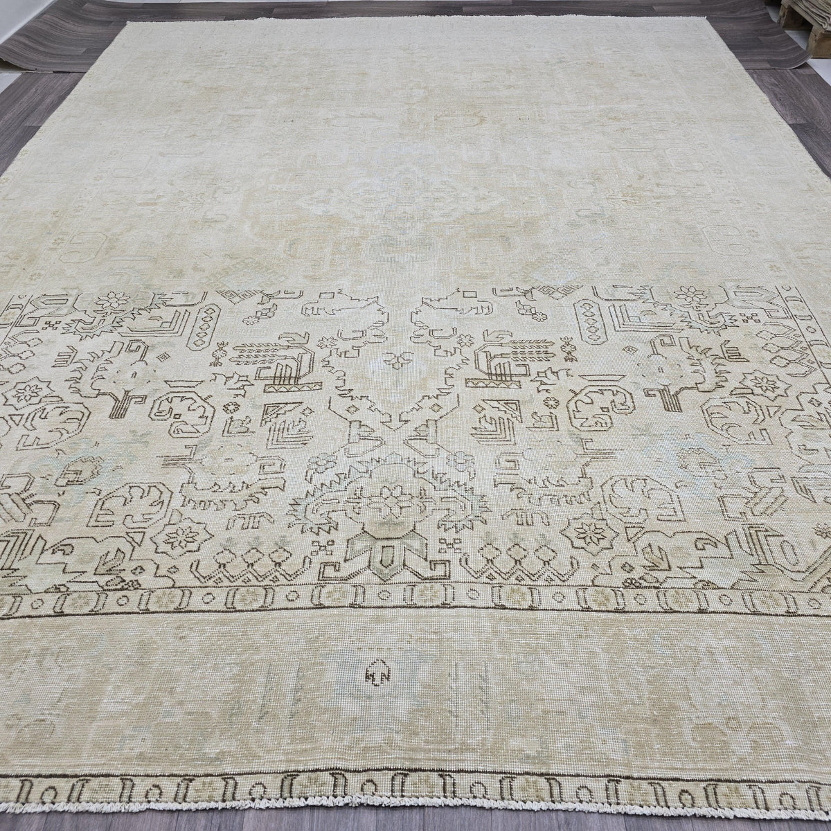 9x12 Vintage Area Rug for Livingroom - Hand Knotted Wool Oushak Carpet - Neutral Boho Decor rug - Authentic Anatolian Rug 9x12 -Handmade Rug